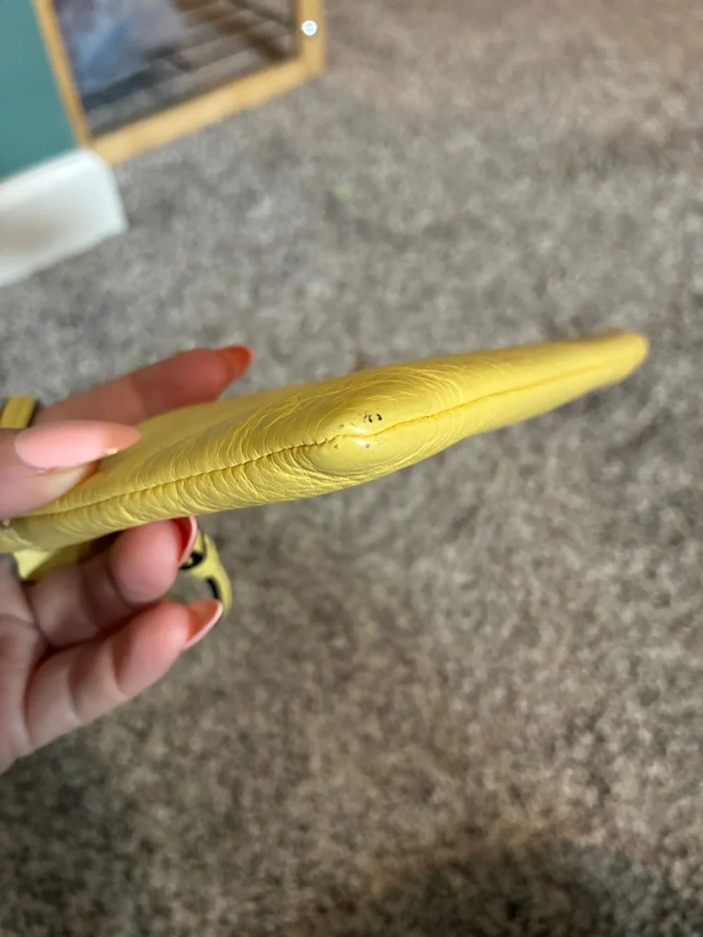 Coach Butter Yellow Pebbled Leather Wristlet Hang tag